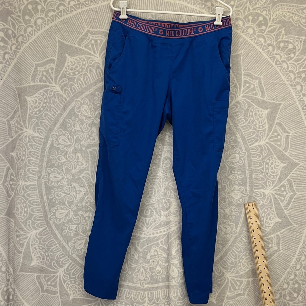 Med Couture Vibrant Blue Joggers Scrubs m medium womenโs